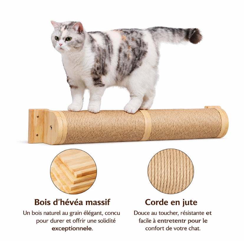 Arbre à chat mural en bois, support mural pour chatons et grands chats, poteaux plus épais pour une utilisation multifonctionnelle