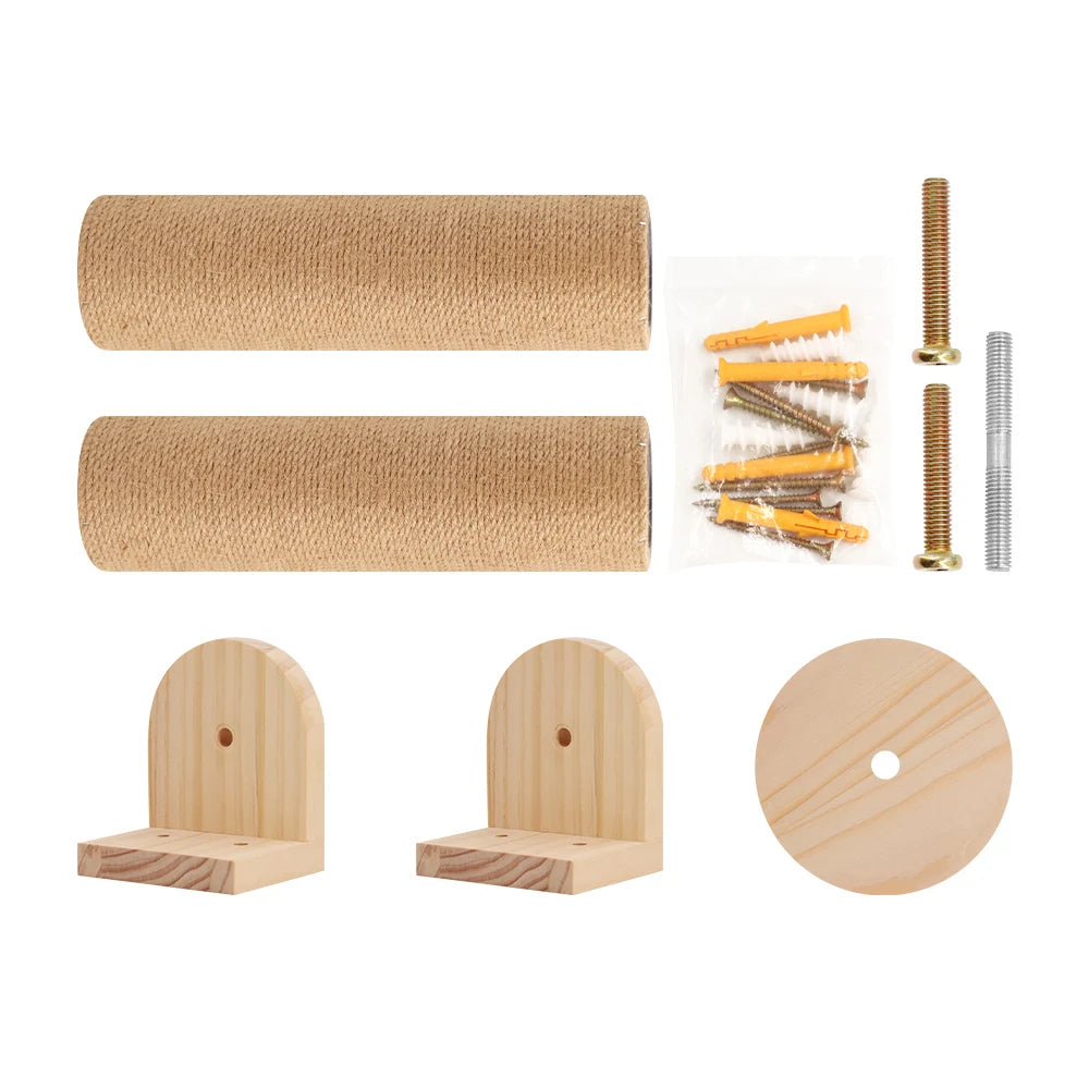Arbre à chat mural en bois, support mural pour chatons et grands chats, poteaux plus épais pour une utilisation multifonctionnelle