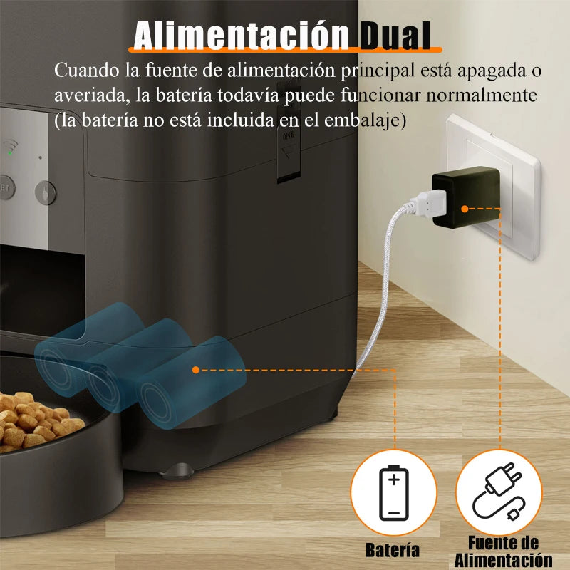 Distributeur automatique de croquettes intelligent pour chats et chiens, avec dosage et quantité automatiques, compatible Wi-Fi.