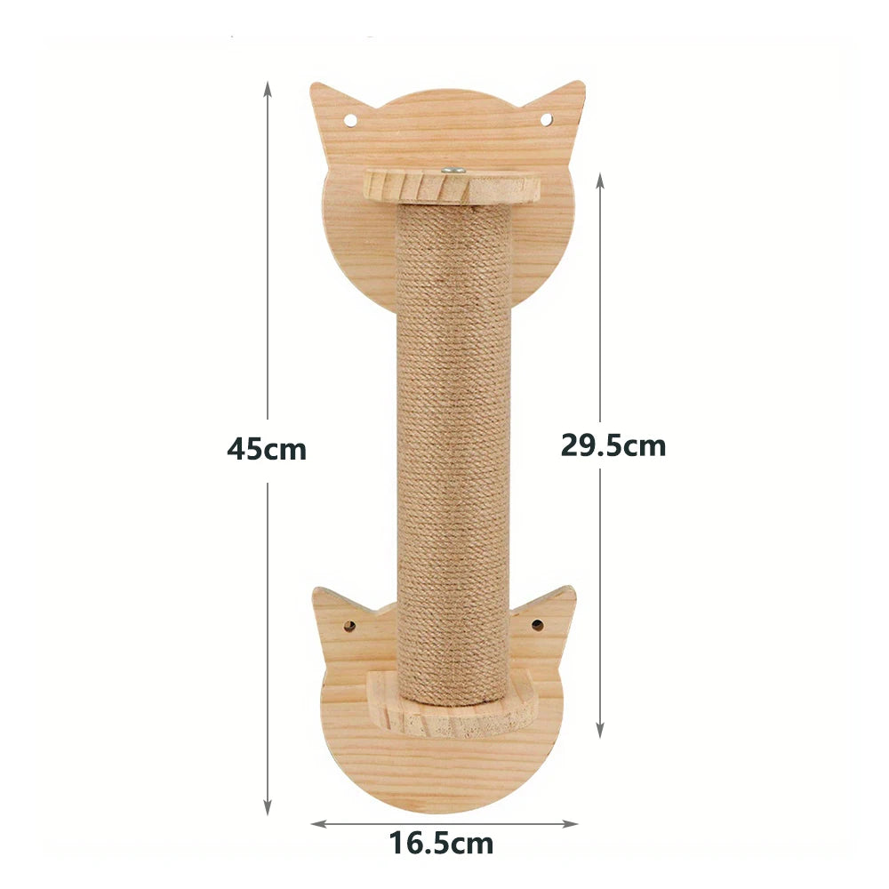 Arbre à chat mural en bois, support mural pour chatons et grands chats, poteaux plus épais pour une utilisation multifonctionnelle