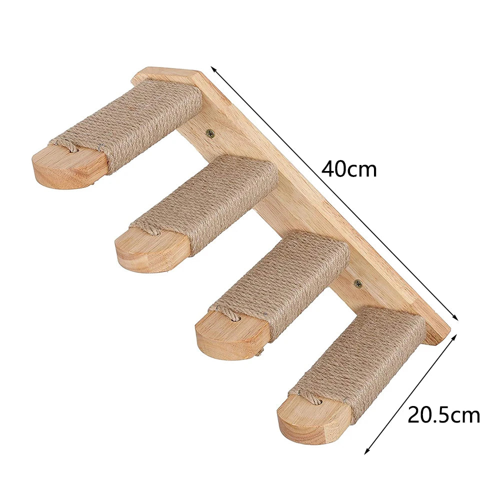 Arbre à chat mural en bois, support mural pour chatons et grands chats, poteaux plus épais pour une utilisation multifonctionnelle