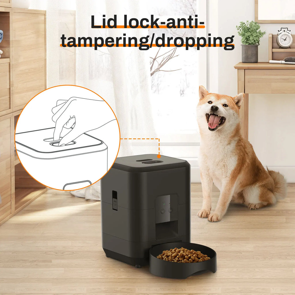 Distributeur automatique de croquettes intelligent pour chats et chiens, avec dosage et quantité automatiques, compatible Wi-Fi.