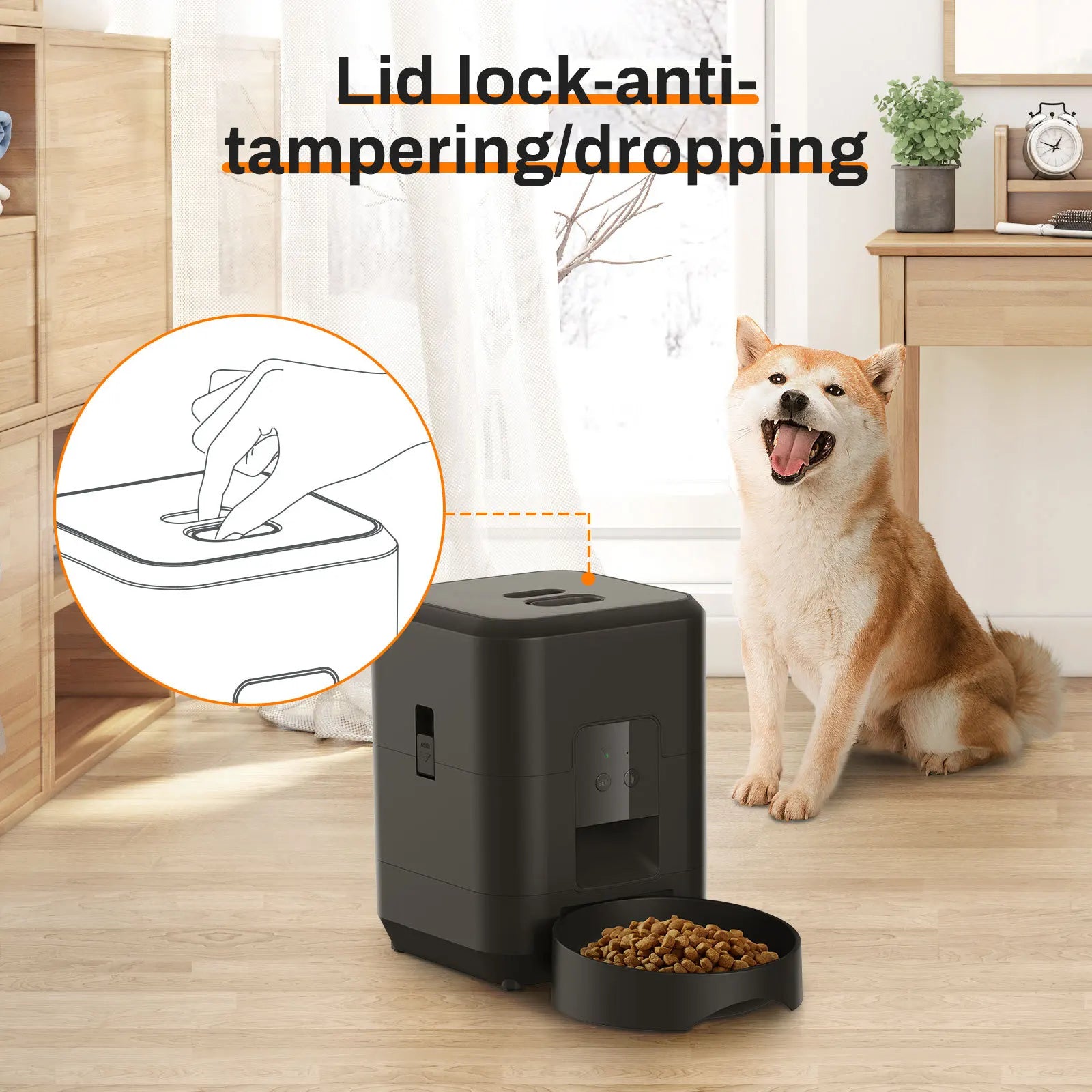 Distributeur automatique de croquettes intelligent pour chats et chiens, avec dosage et quantité automatiques, compatible Wi-Fi.
