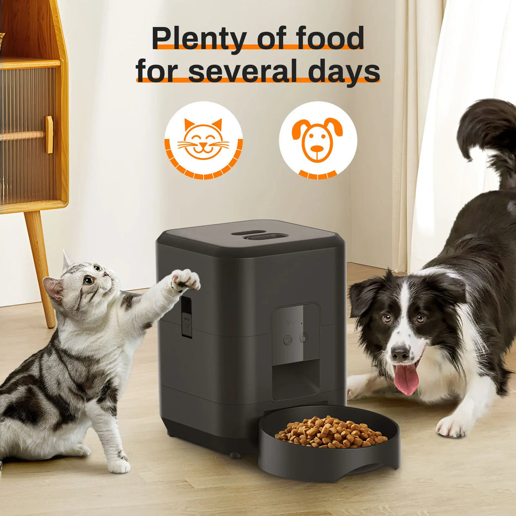 Distributeur automatique de croquettes intelligent pour chats et chiens, avec dosage et quantité automatiques, compatible Wi-Fi.