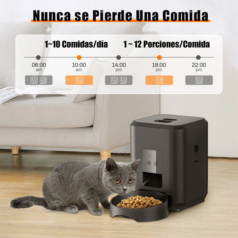Distributeur automatique de croquettes intelligent pour chats et chiens, avec dosage et quantité automatiques, compatible Wi-Fi.
